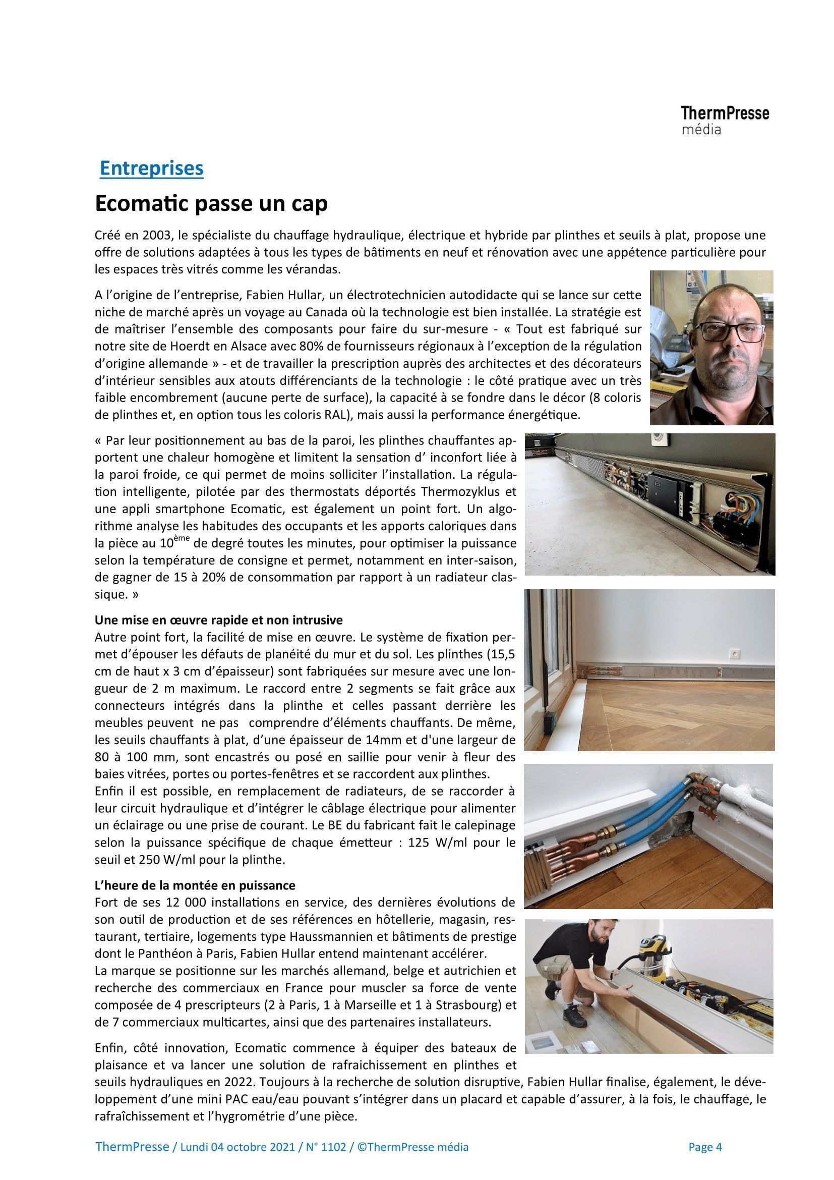 Article de ThermPress sur Ecomatic 